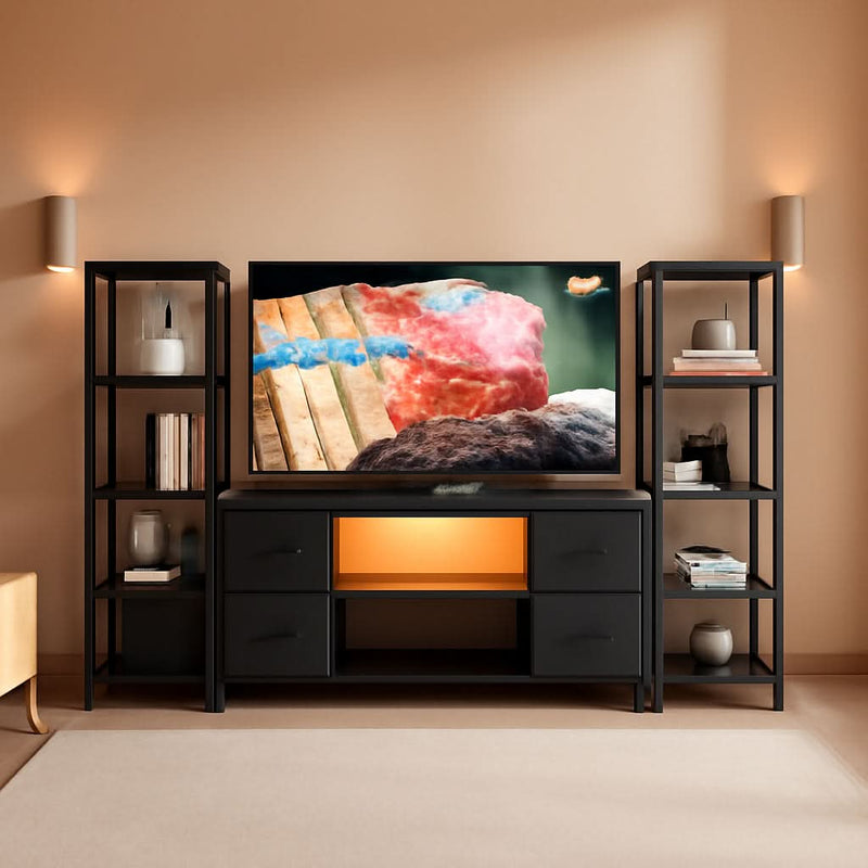LED TV Stand 60 Inch Wide Display With USB Charging Contem porary