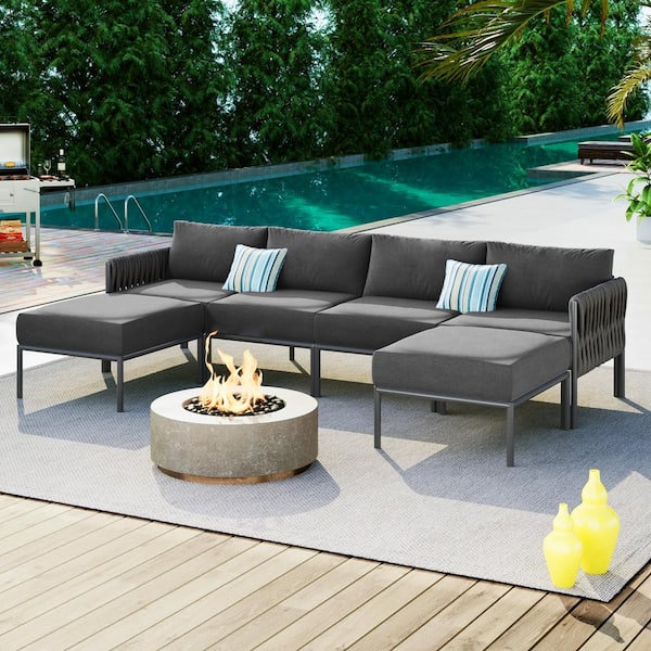 Aluminum Sectional Outdoor Sofa — Grey