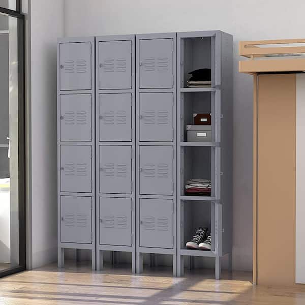 Locker Storage Unit — 4 Door Gray Metal
