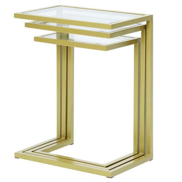 Nesting Side Tables — Set of 3, Gold & Glass