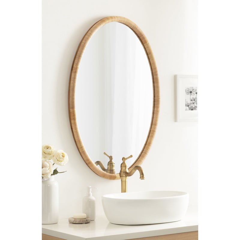 Rattan Accent Mirror — Oval 24 x 36 Natural