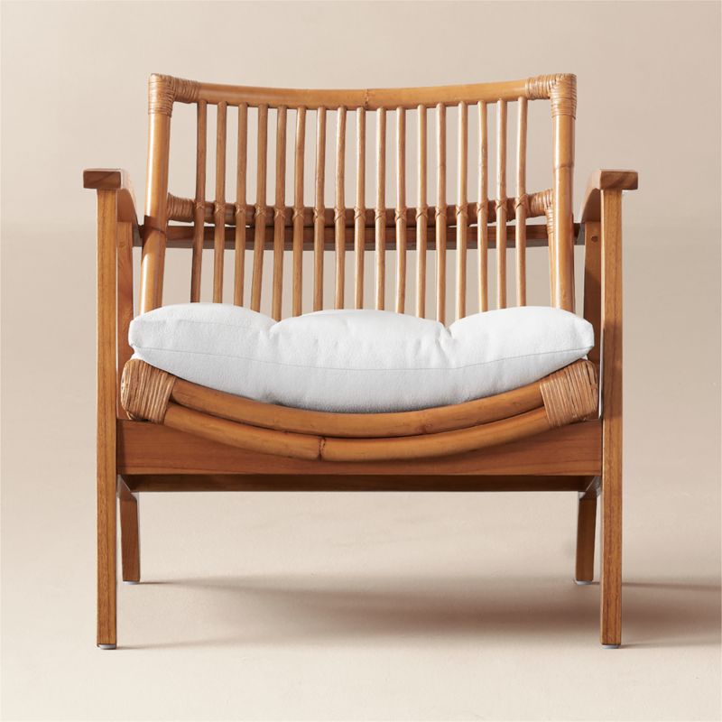 Rattan Lounge Chair with Cushion — White Natural