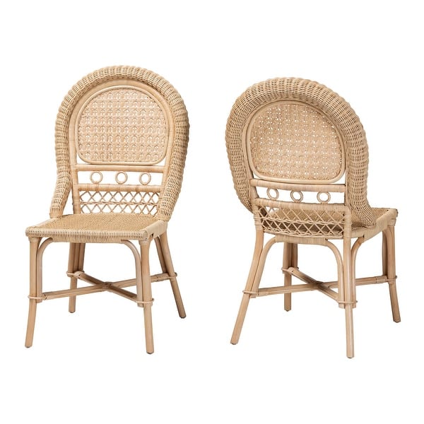 Rattan Wicker Dining Chairs — Set of 2, Natural