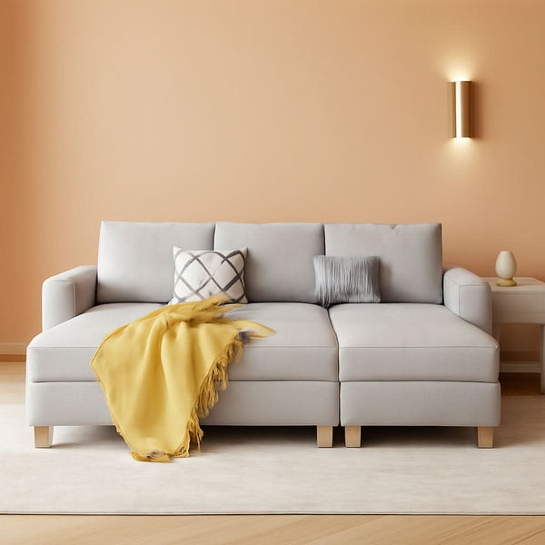 Faux Leather Modular Sectional Sleeper Sofa with Storage
