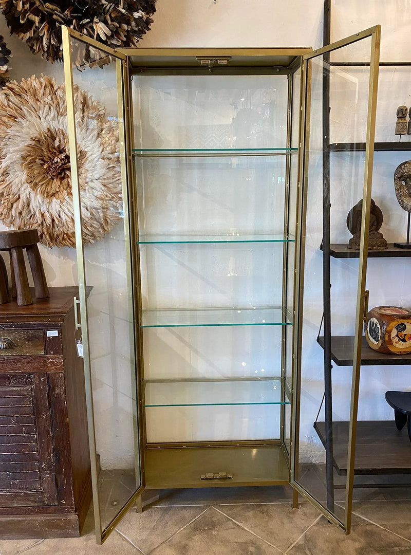 Glass & Brass Display Cabinet — 4 Door