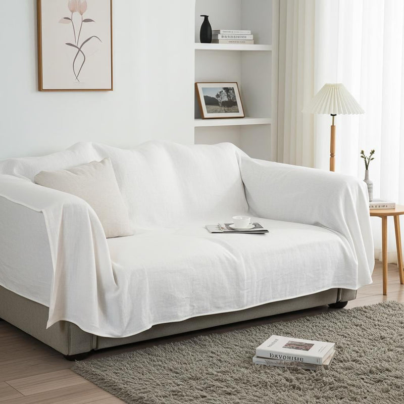 Linen Sofa Slipcover — Light Grey Universal