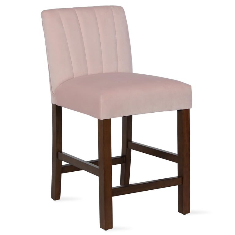 Upholstered Counter Stool — Blush Pink 24 Inch