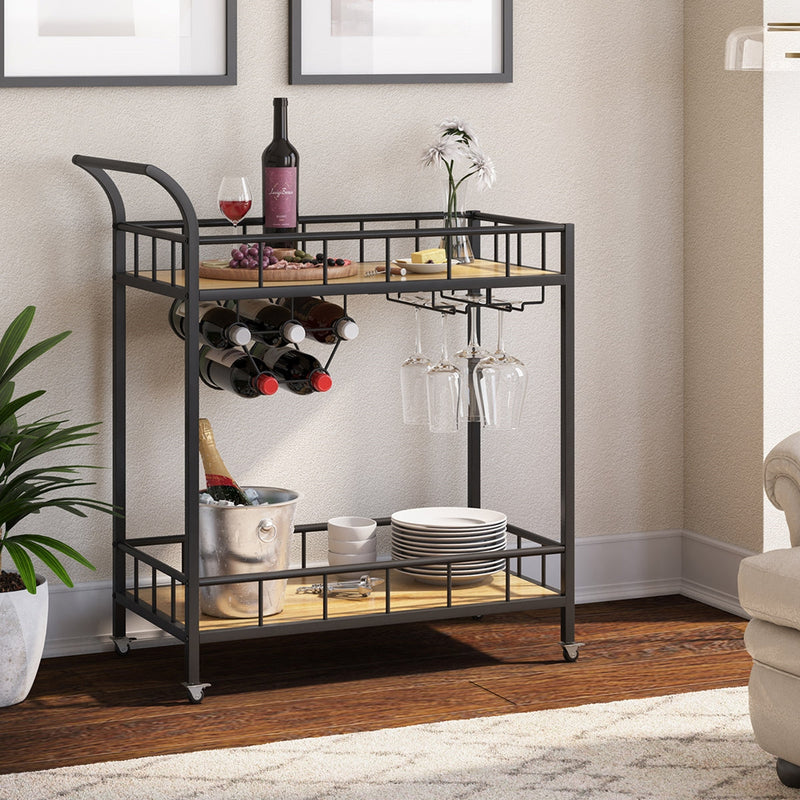 Industrial Cart Bar Cabinet — Black