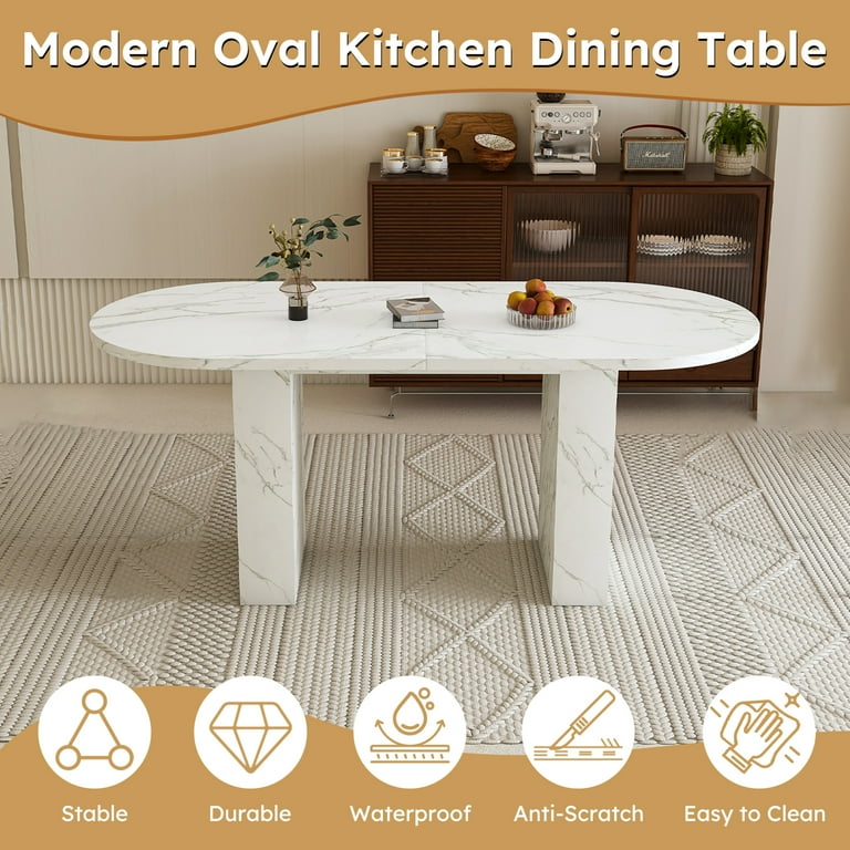 Oval Dining Table — Solid Ash White 63 Inch