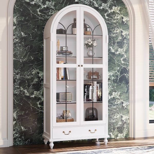 Modern China Cabinet — White & Glass