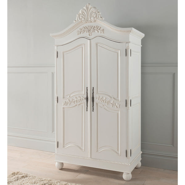 Solid Pine Armoire Wardrobe — Antique White
