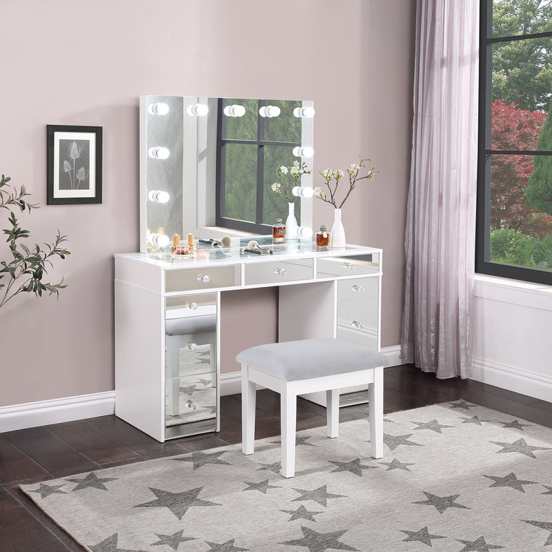 Makeup Vanity Table with Hollywood Mirror