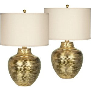 Hammered Gold Table Lamp — Set of 2