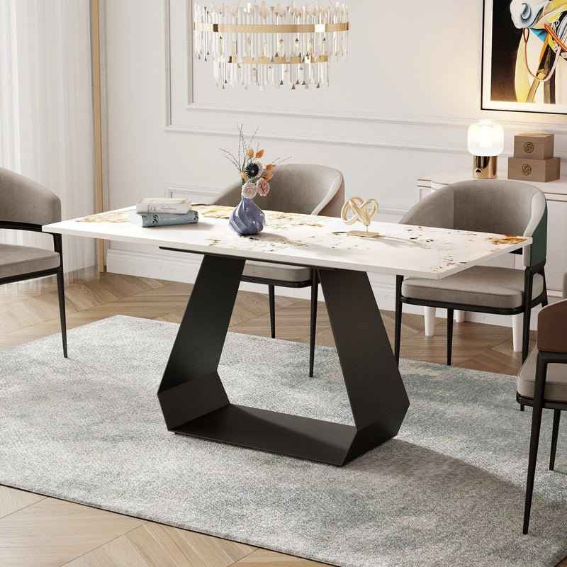 Slate Top Dining Table — 60 Inch Black Base
