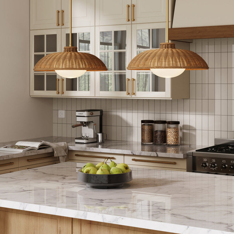 Rattan Pendant Lights — Set of 2 Boho