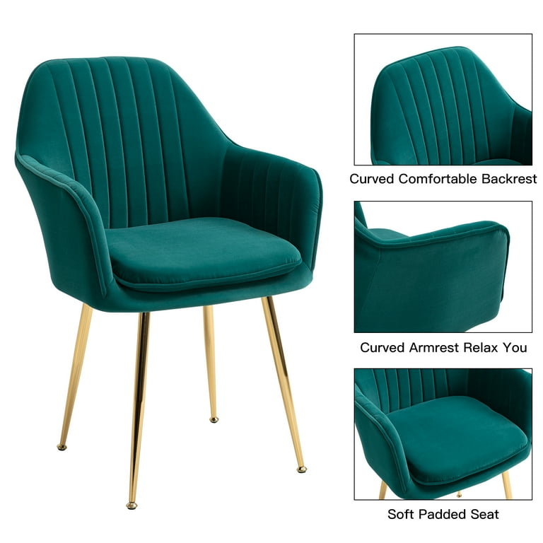 Velvet Dining Chair Set of 6 — Forest Green