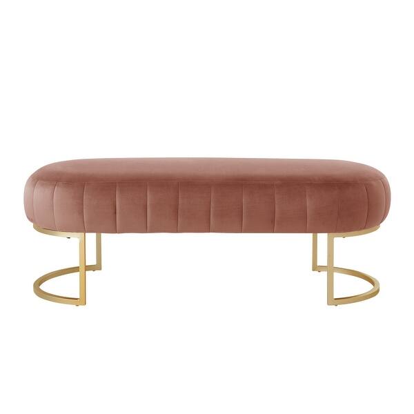 Velvet Bench — Gold Legs 48 Inch Blush