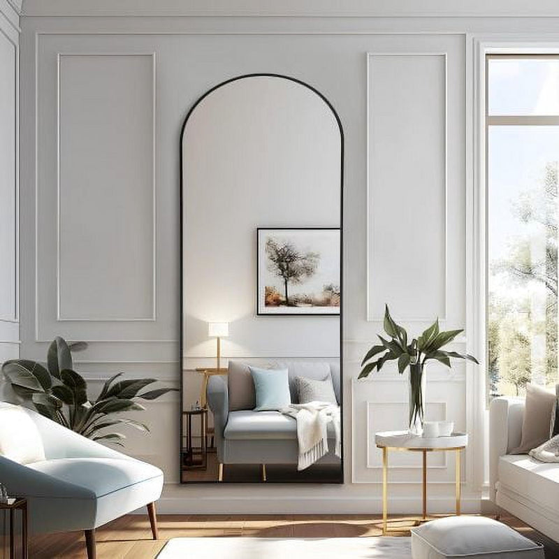 Leaning Floor Mirror — 65 Inch Black Frame