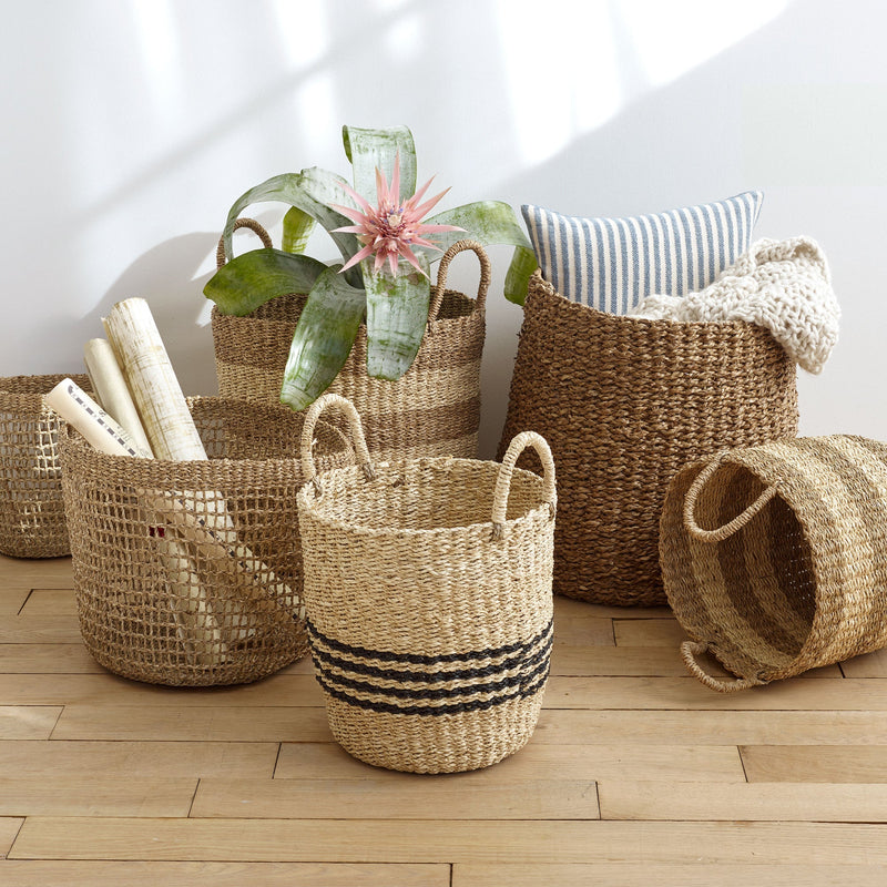 Woven Storage Baskets — Set of 3 Natural Seagrass