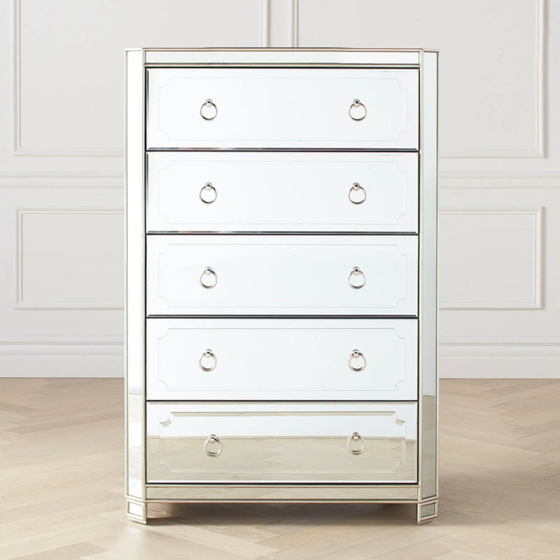 Mirrored 5-Drawer Tall Chest
