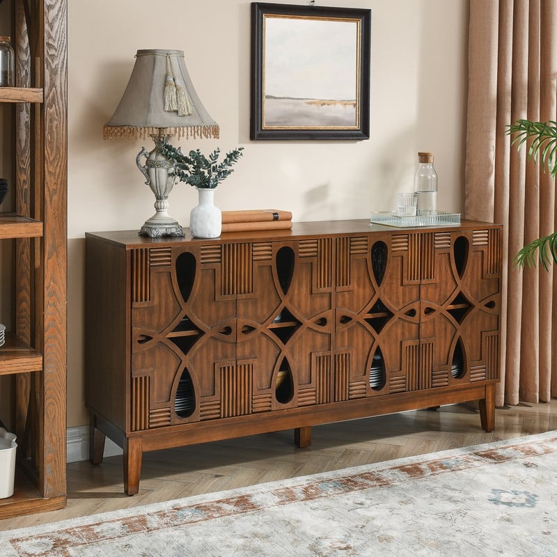 Walnut Credenza — 4 Door Mid-Century