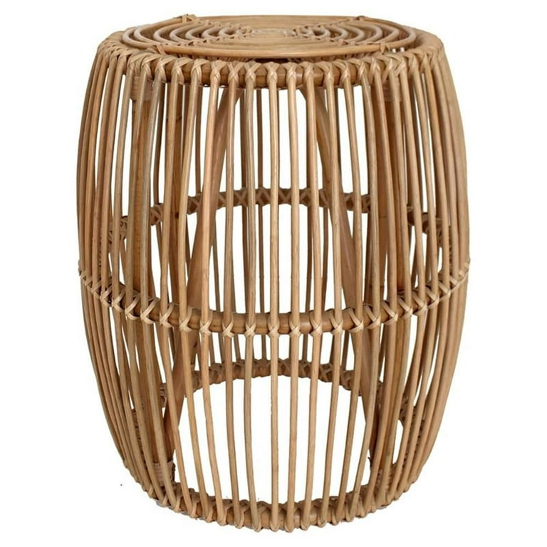 Rattan Side Table — Round 20 Inch Natural