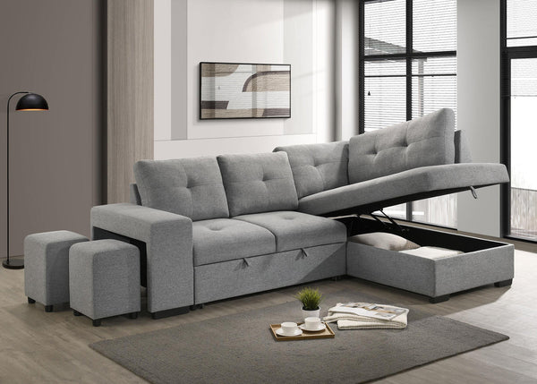 Sectional Sleeper Sofa Grey Performance Fabric