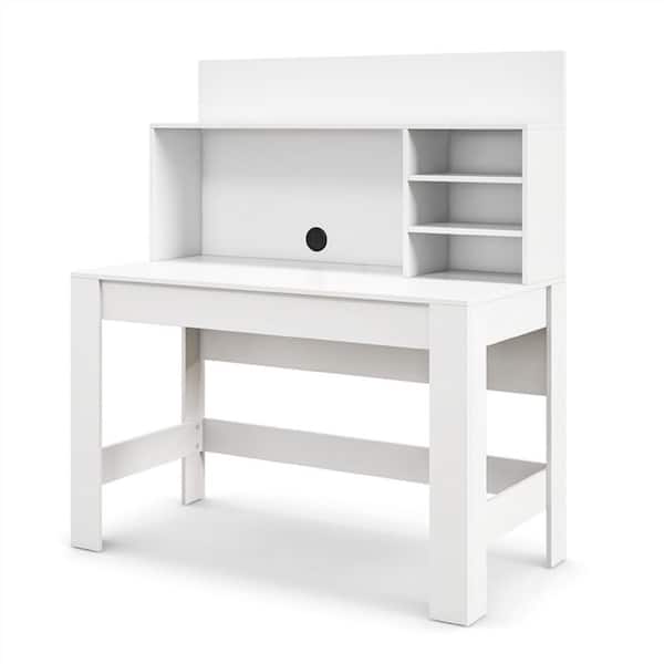 White Writing Desk with Hutch — 48 Inch